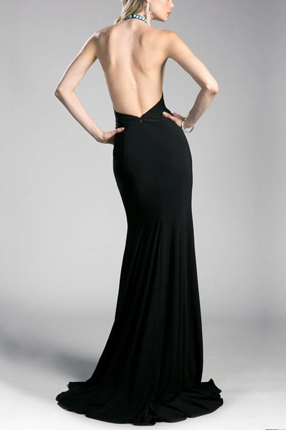 Sleeveless Halter Neckline Dress-1