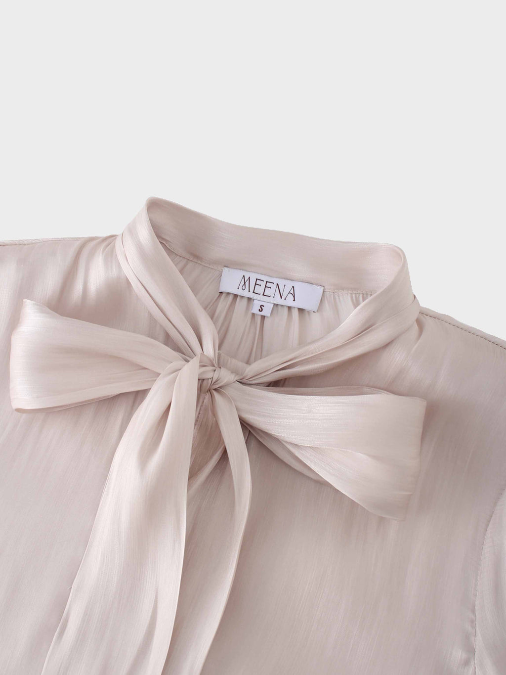 Shimmer Tie Blouse-Ivory-2