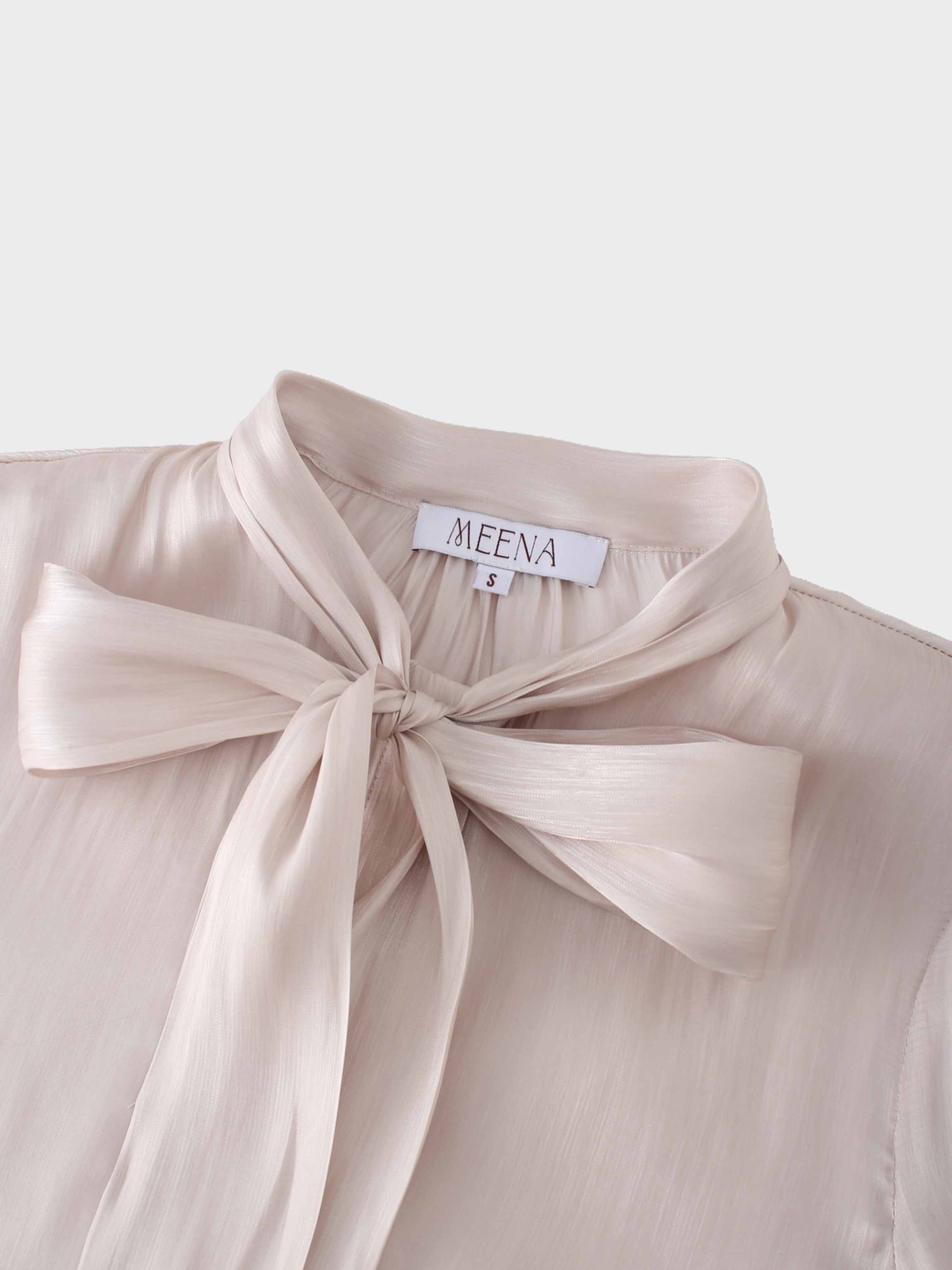 Shimmer Tie Blouse-Ivory-2