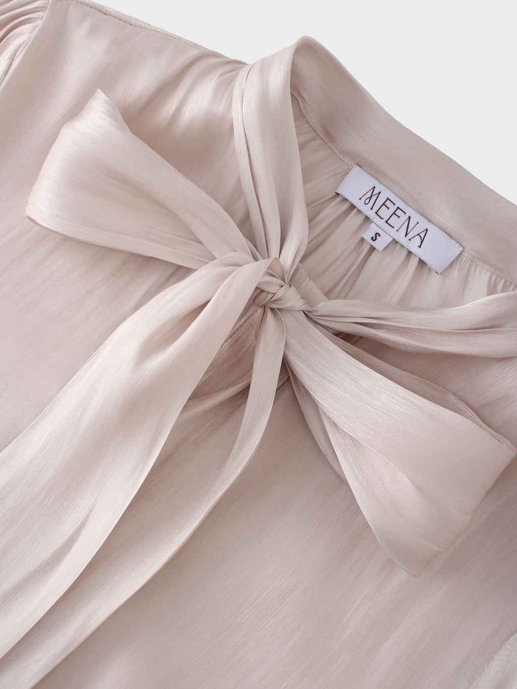 Shimmer Tie Blouse-Ivory-3