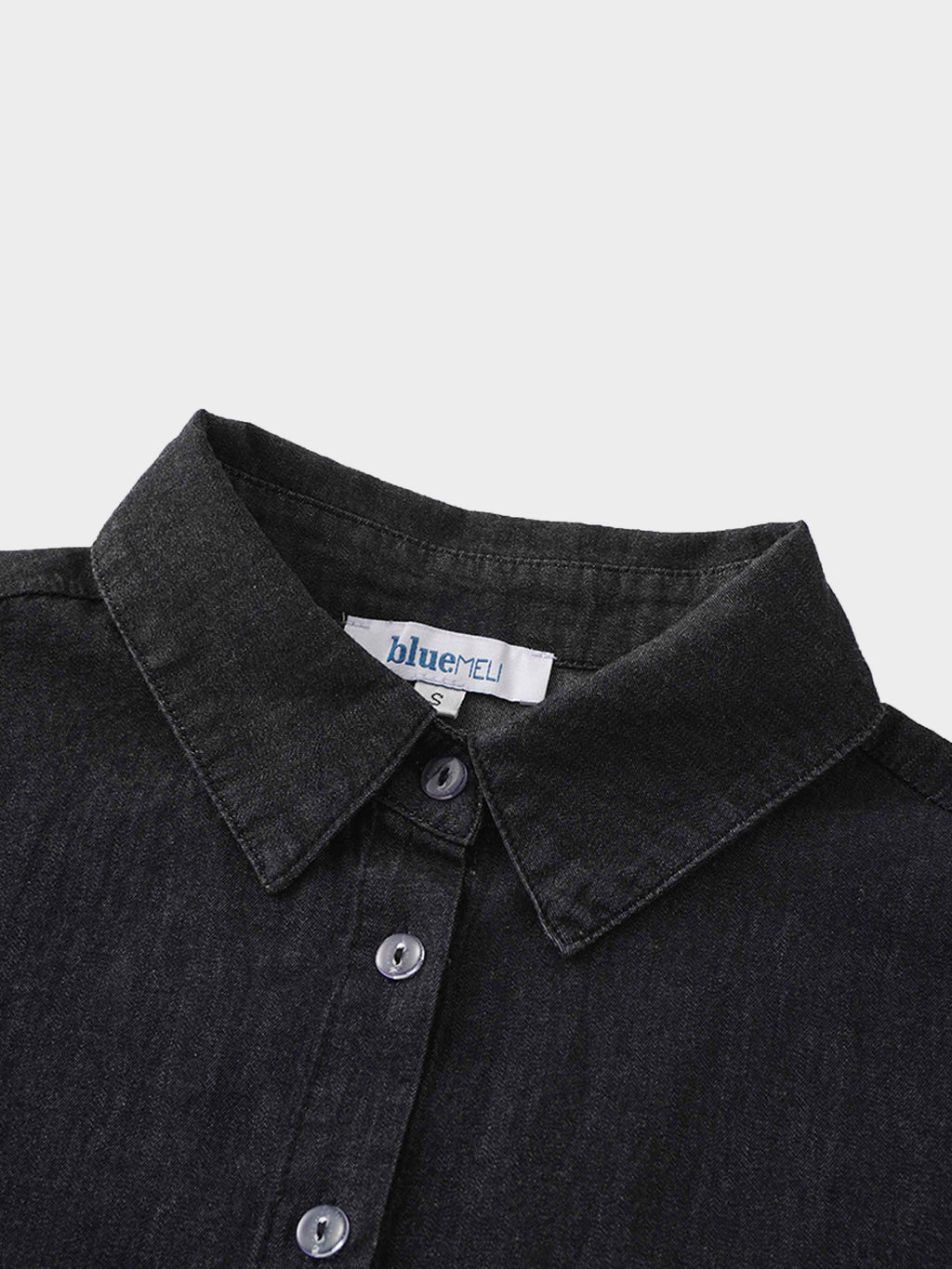 Denim Button Down Blouse-Black-4