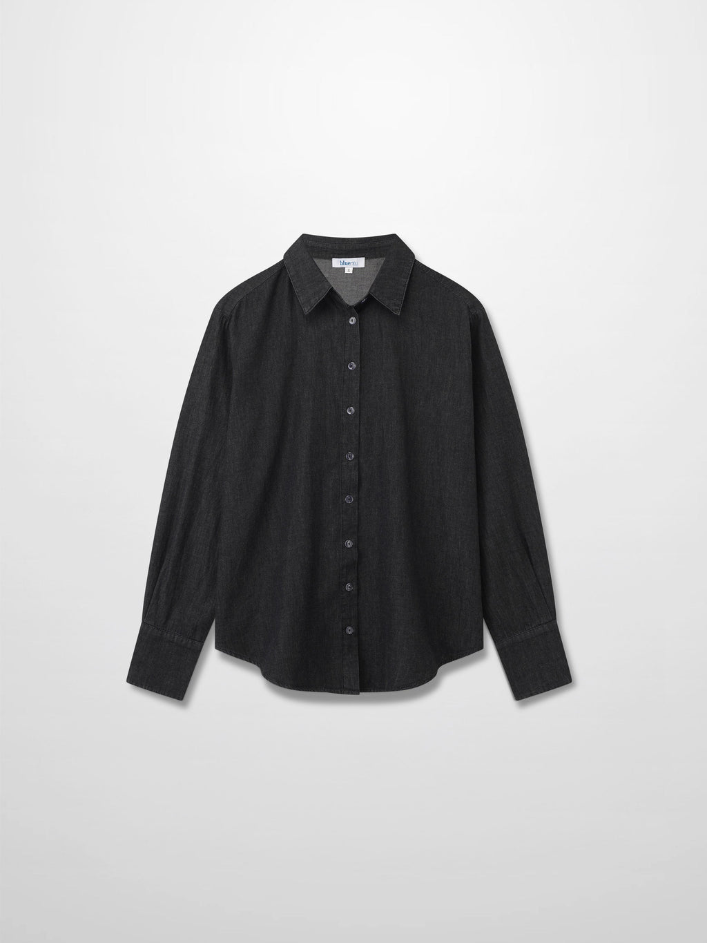 Denim Button Down Blouse-Black-1