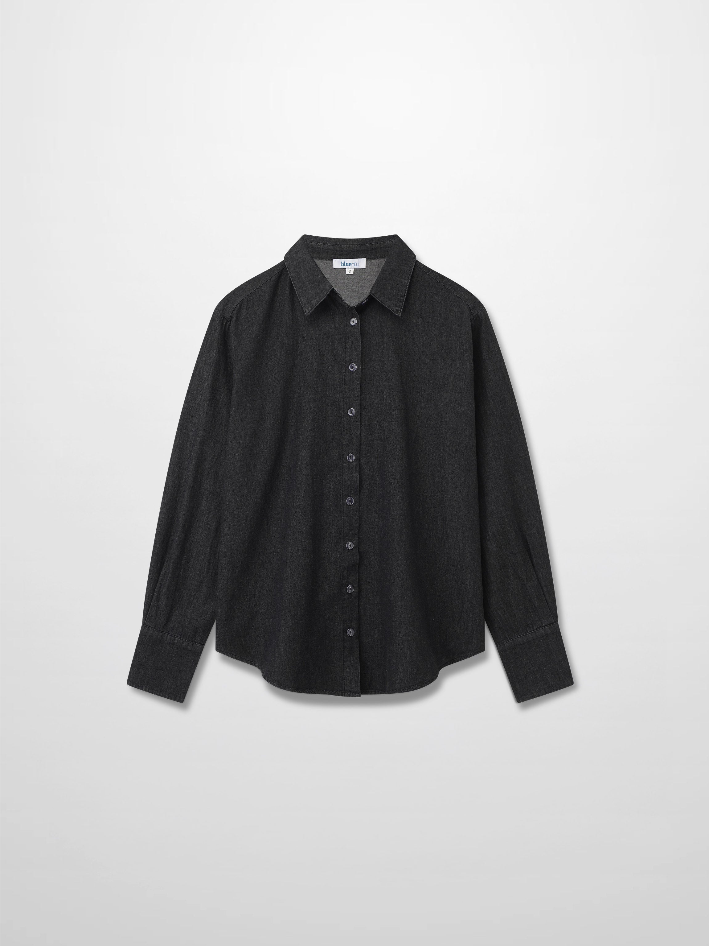 Denim Button Down Blouse-Black-1