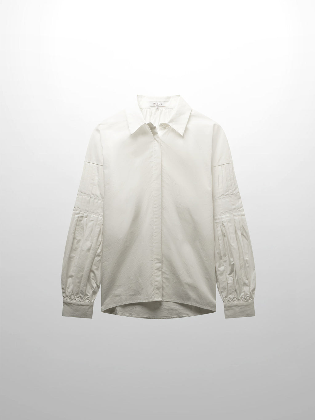 Pleated Sleeve Detail Blouse-White-1