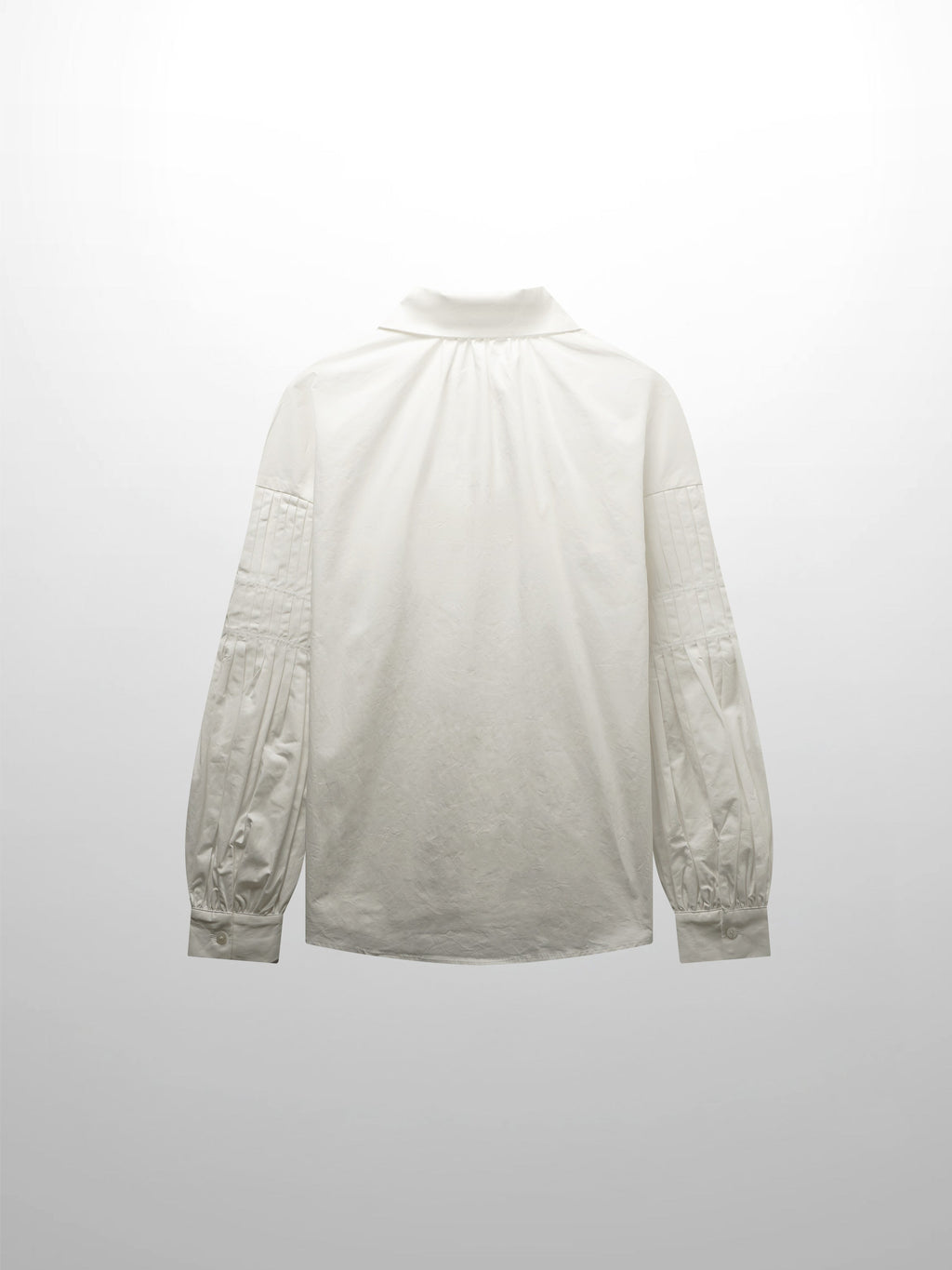 Pleated Sleeve Detail Blouse-White-2