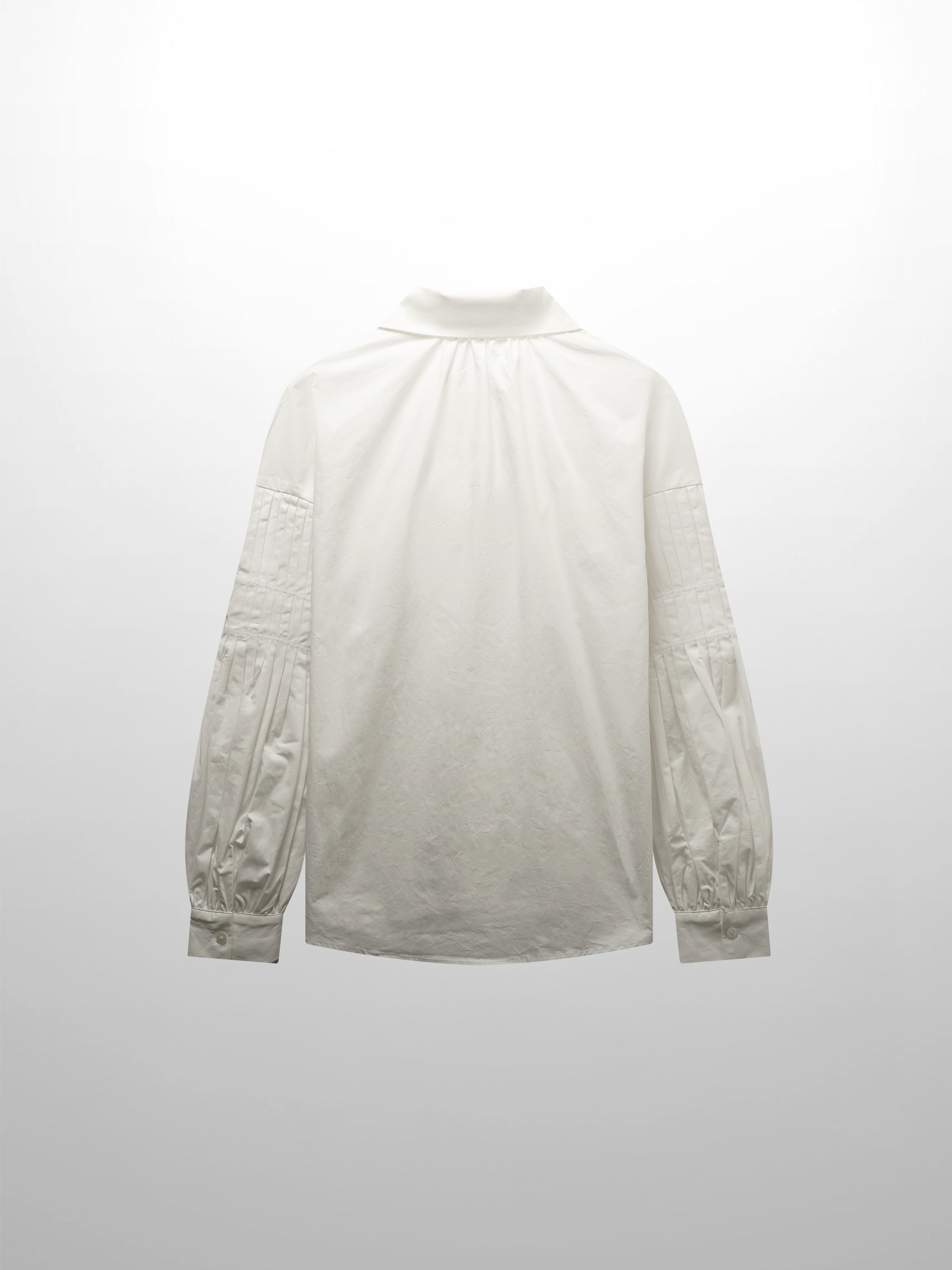Pleated Sleeve Detail Blouse-White-2