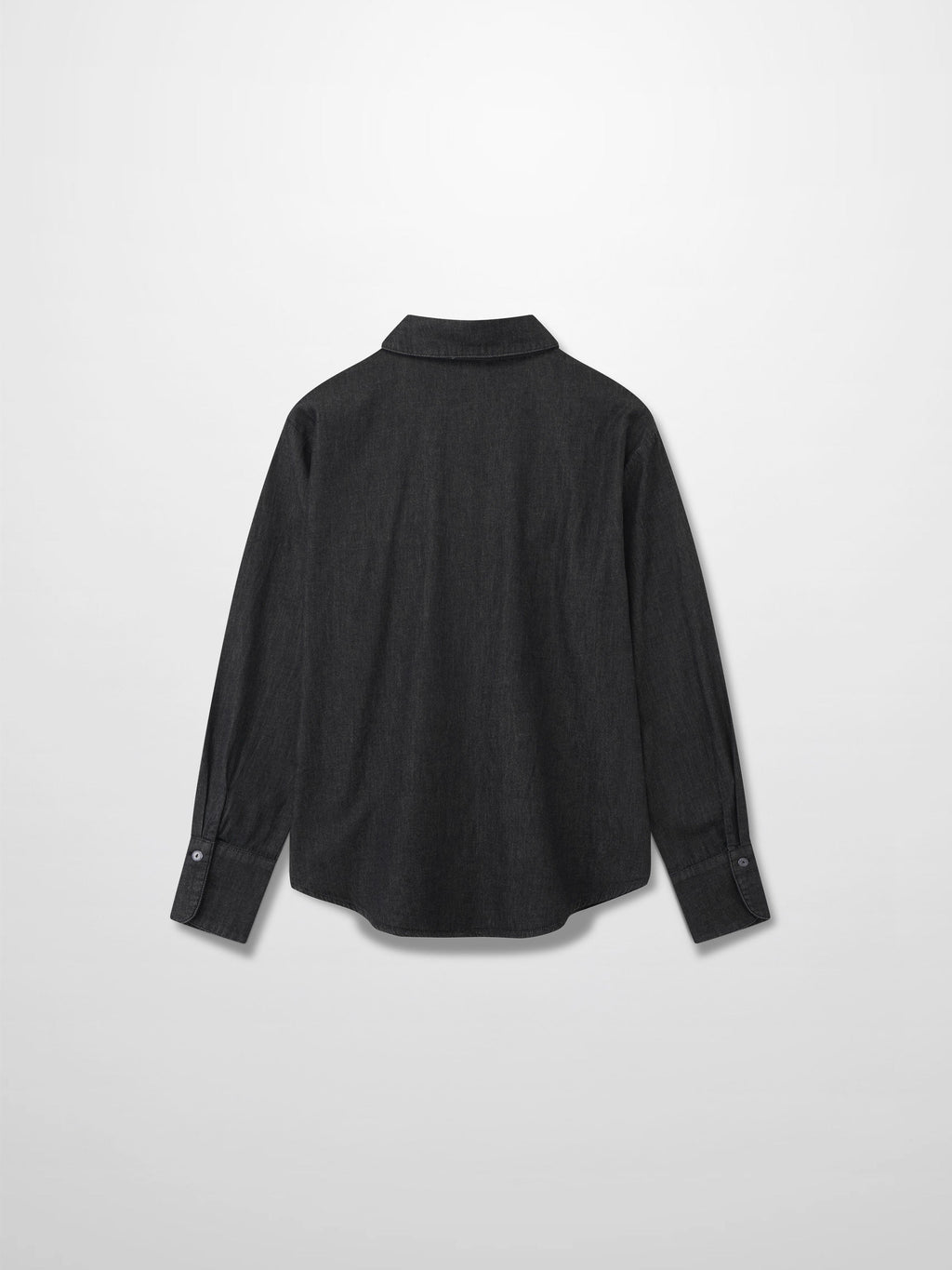 Denim Button Down Blouse-Black-2