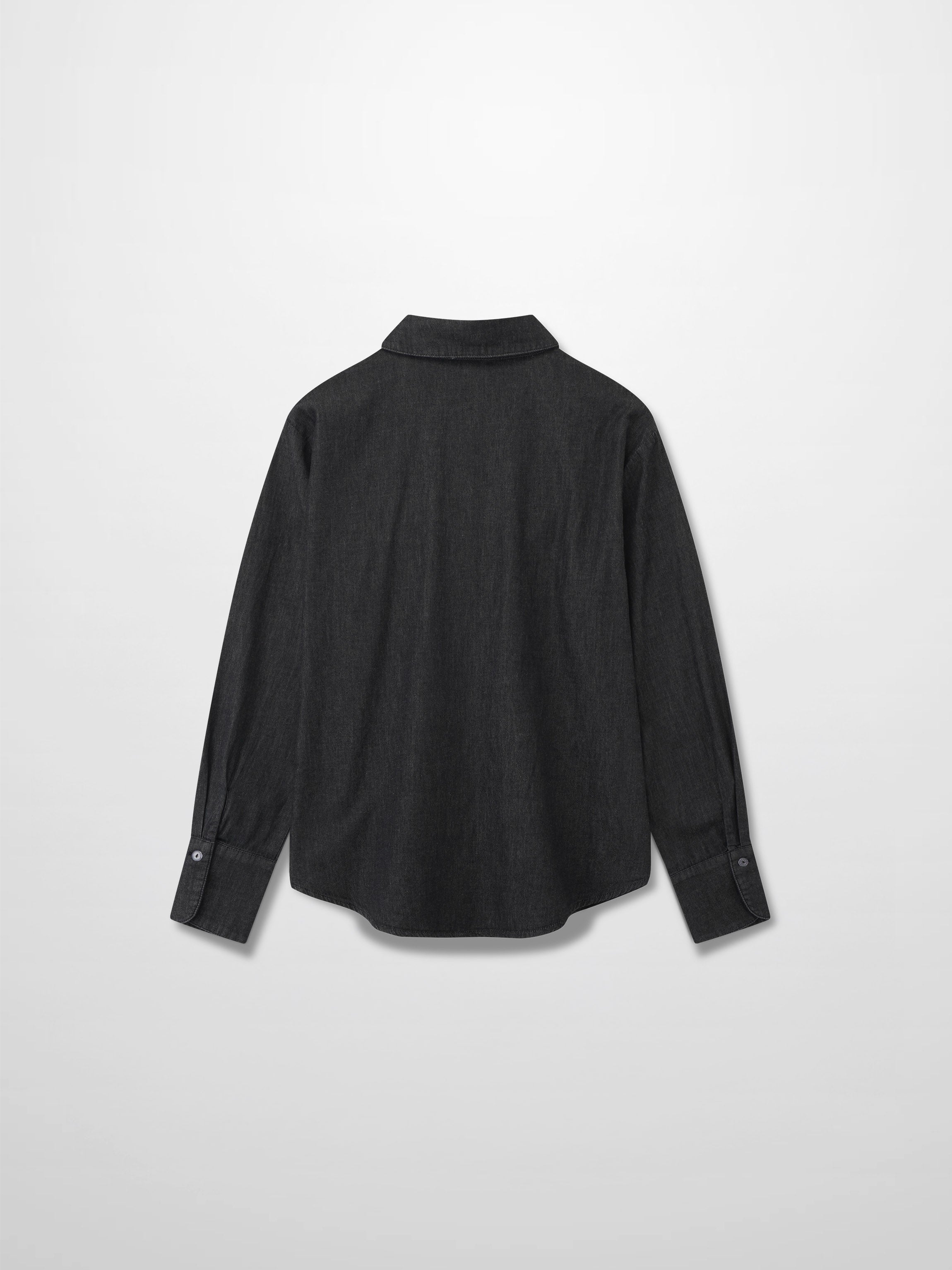 Denim Button Down Blouse-Black-2