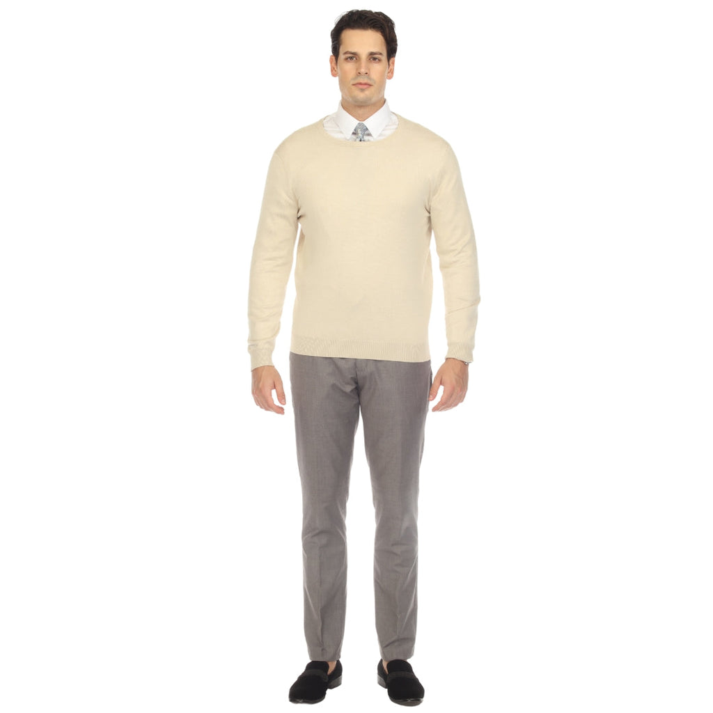 Sam Jacobi Men's Pullover Beige Knitted Sweater Crewneck Stylish Knitwear Long Sleeve Casual Slim Fit-2