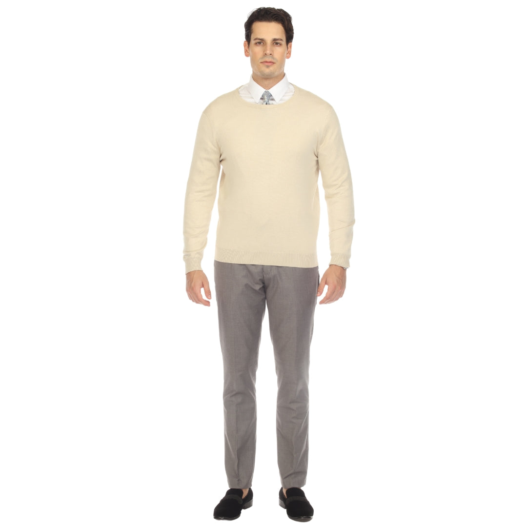 Sam Jacobi Men's Pullover Beige Knitted Sweater Crewneck Stylish Knitwear Long Sleeve Casual Slim Fit-2