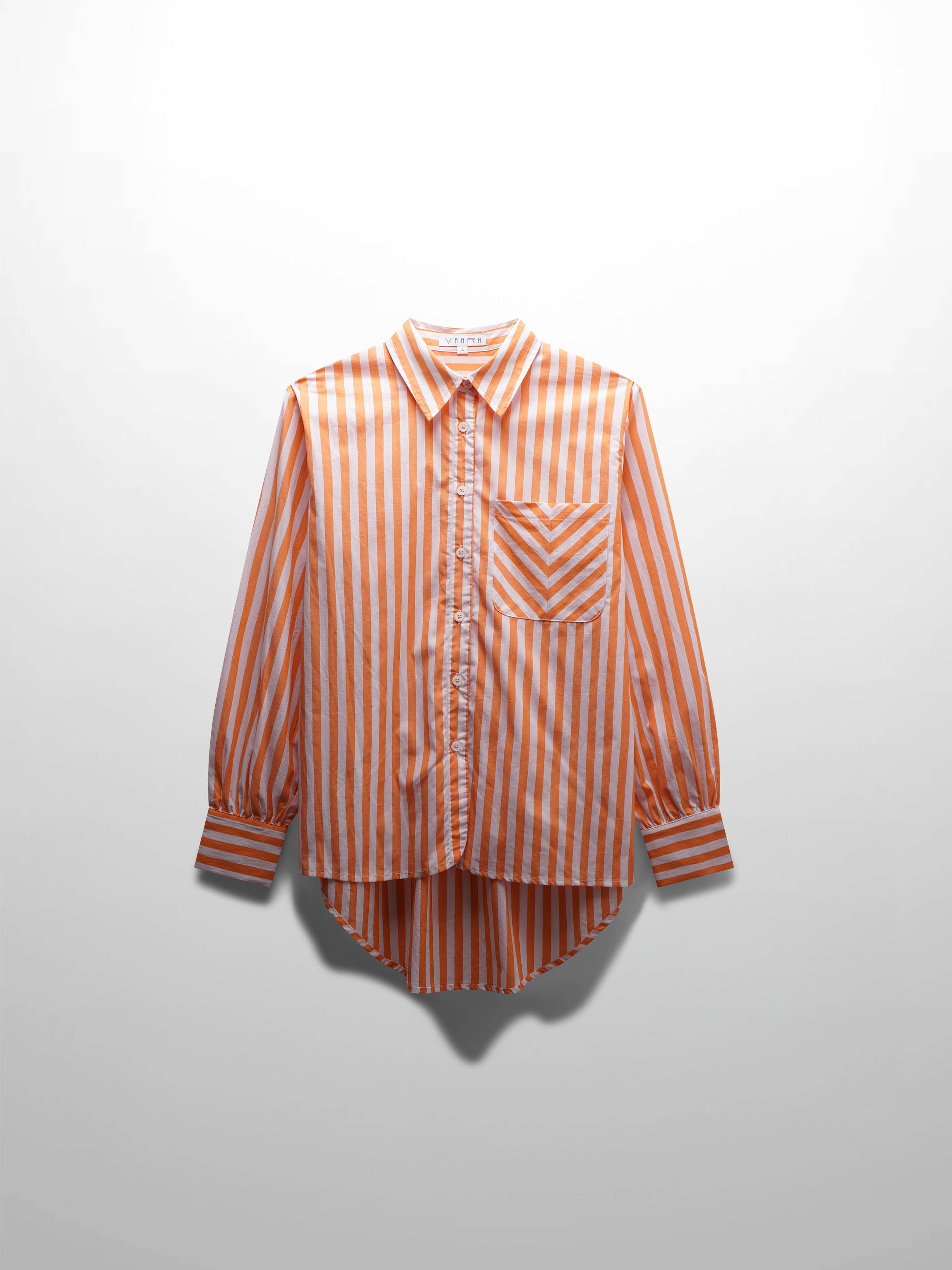Striped Pocket Cotton Blouse-Orange-1