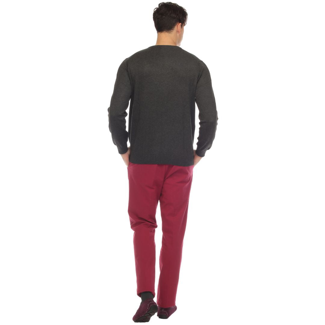 Sam Jacobi Men's Pullover Charcoal Knitted Sweater Crewneck Stylish Knitwear Long Sleeve Casual Slim Fit-4