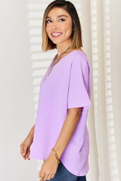 Zenana Texture Short Sleeve T-Shirt-2