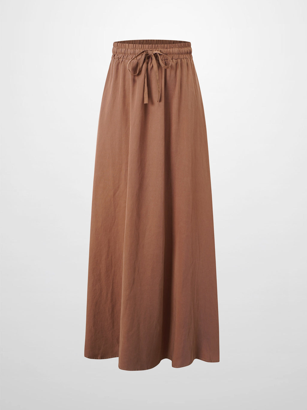 Drawstring Circle Skirt-Brown