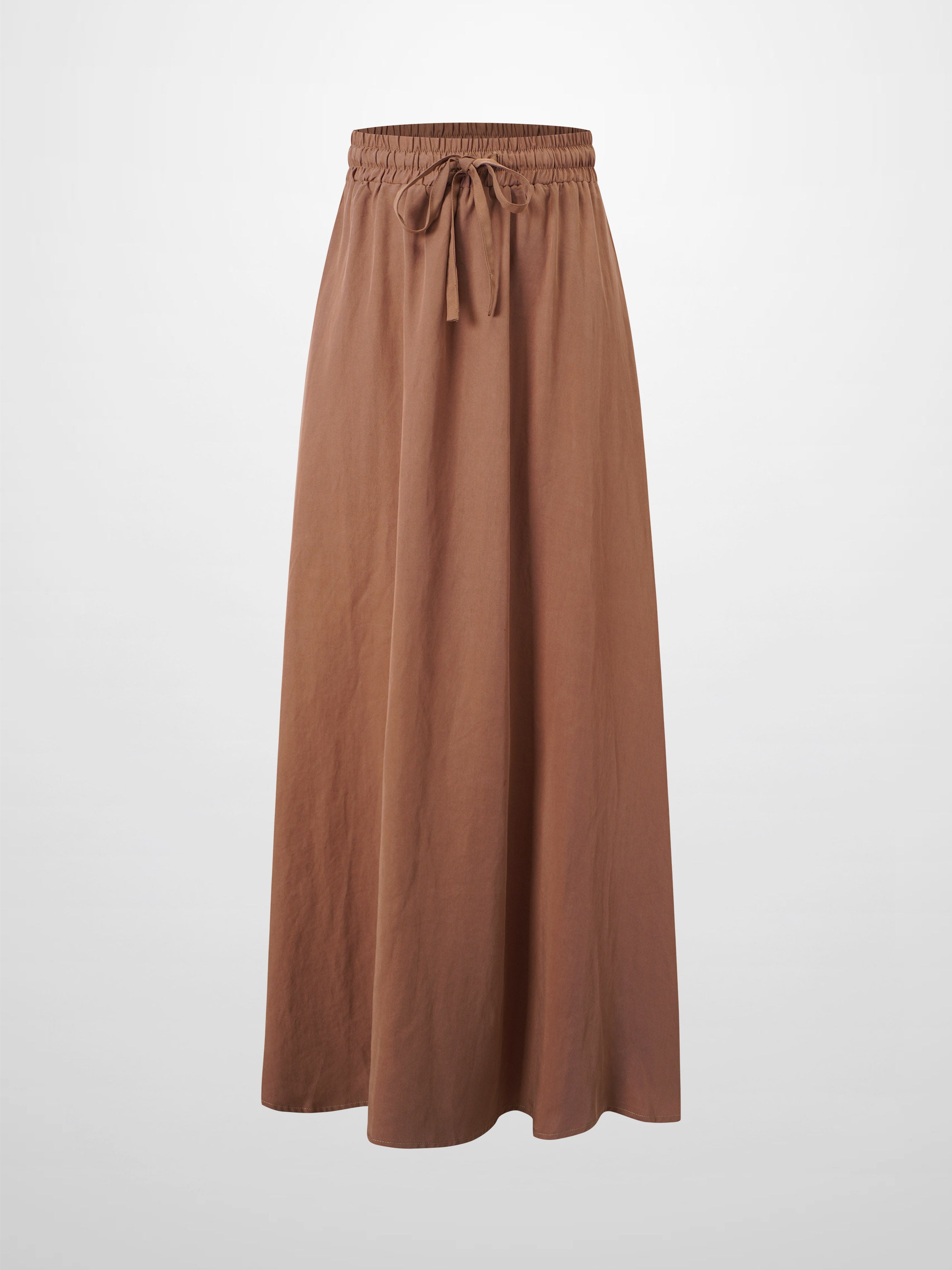 Drawstring Circle Skirt-Brown