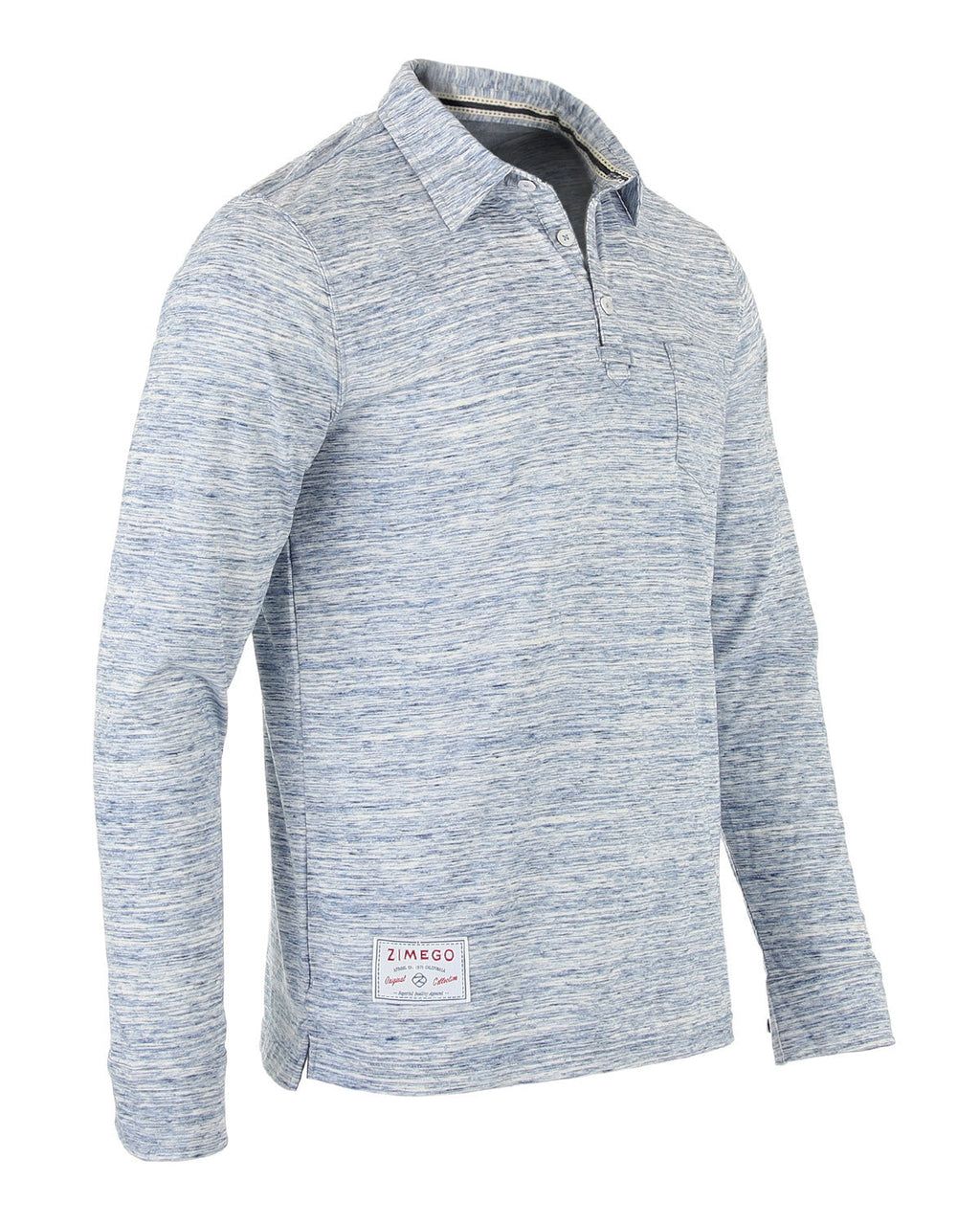 ZIMEGO Men's Casual Long Sleeve Vintage Retro Color Dyed Pocket Polo Shirts