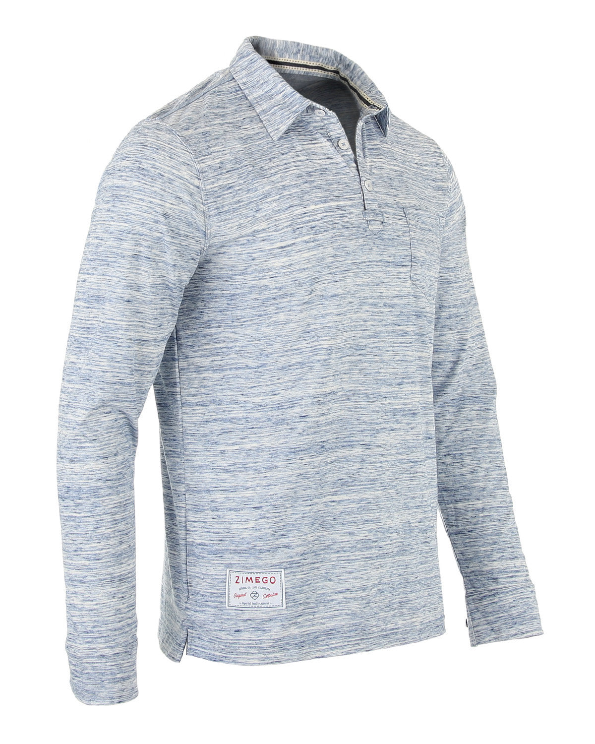 ZIMEGO Men's Casual Long Sleeve Vintage Retro Color Dyed Pocket Polo Shirts