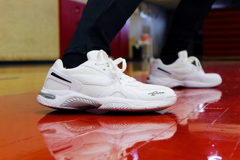 Men's High Arch Firm Support All-In-One White Walking Shoes, Comfort & Performance Style