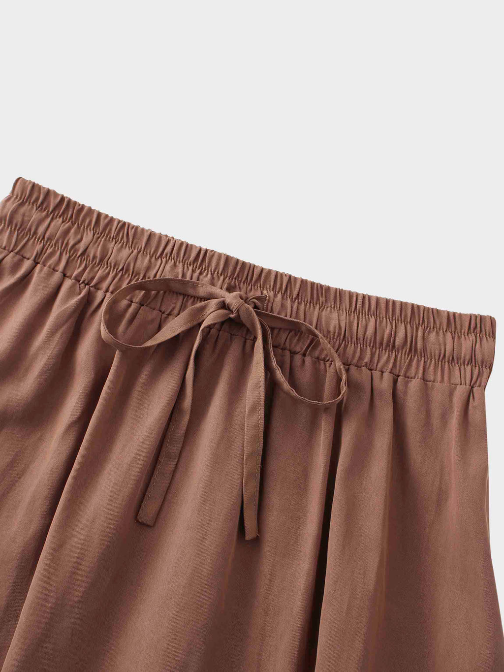 Drawstring Circle Skirt-Brown