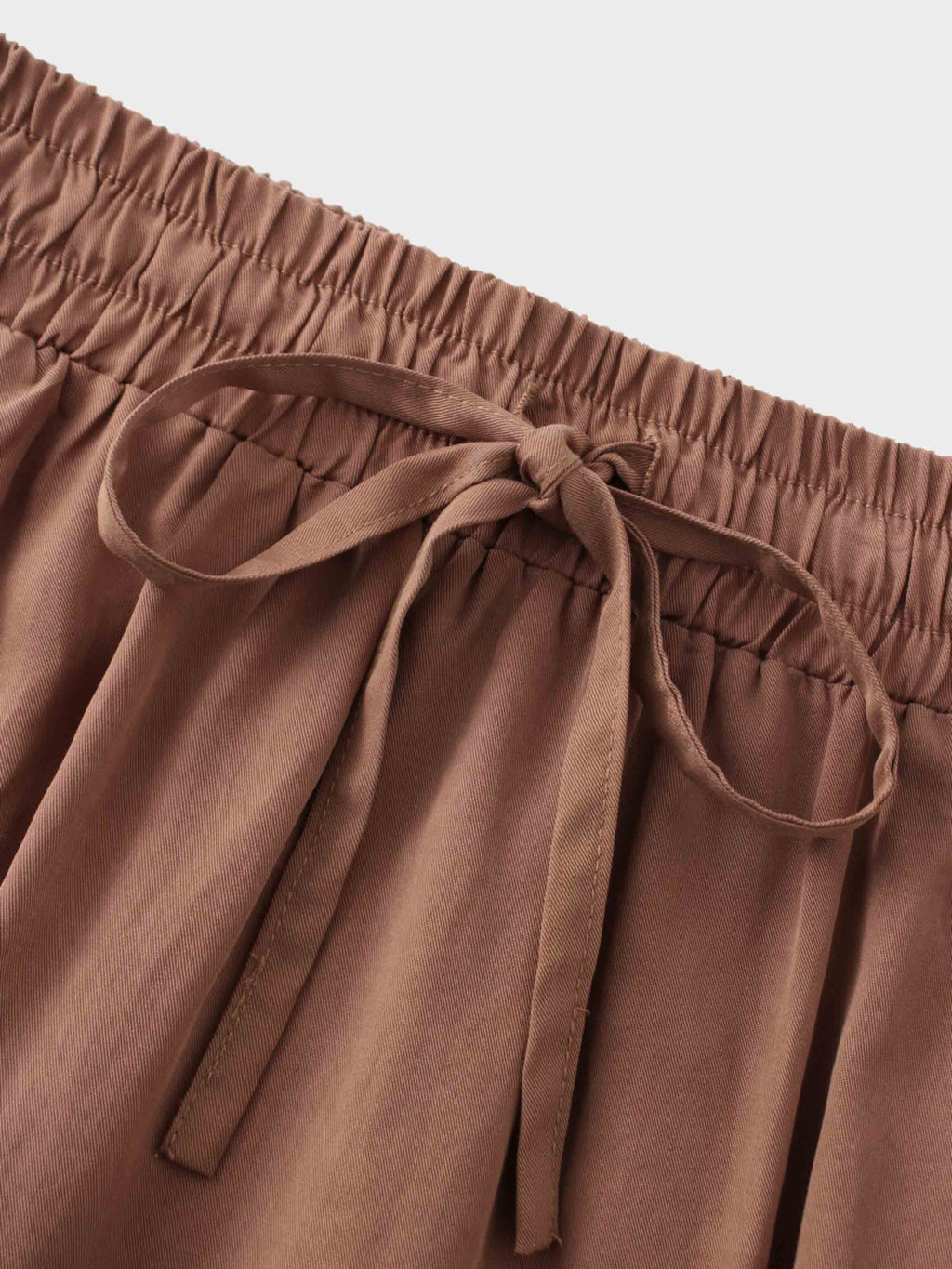 Drawstring Circle Skirt-Brown