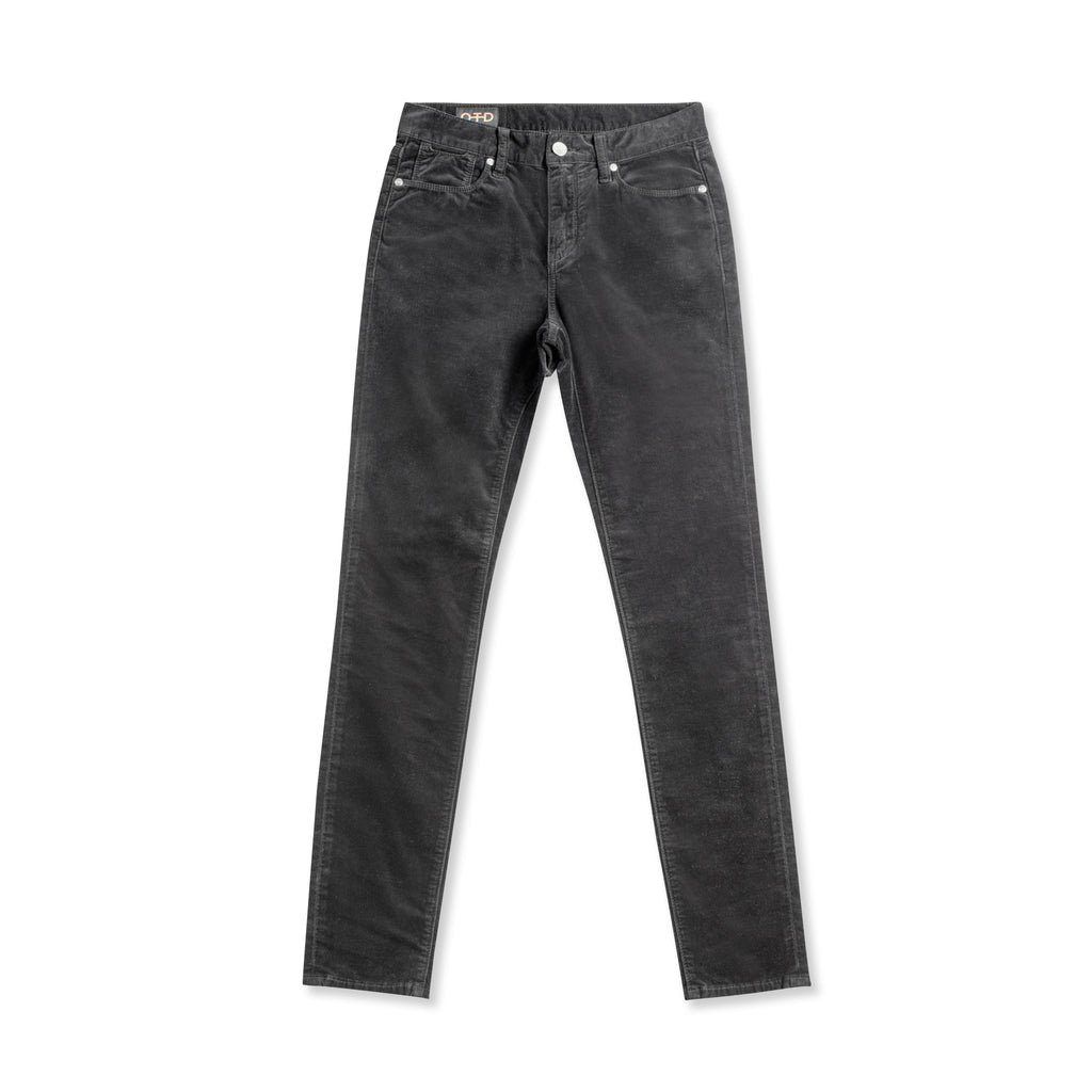 Skinny-Fit Stretch Velvet Jean (Black)