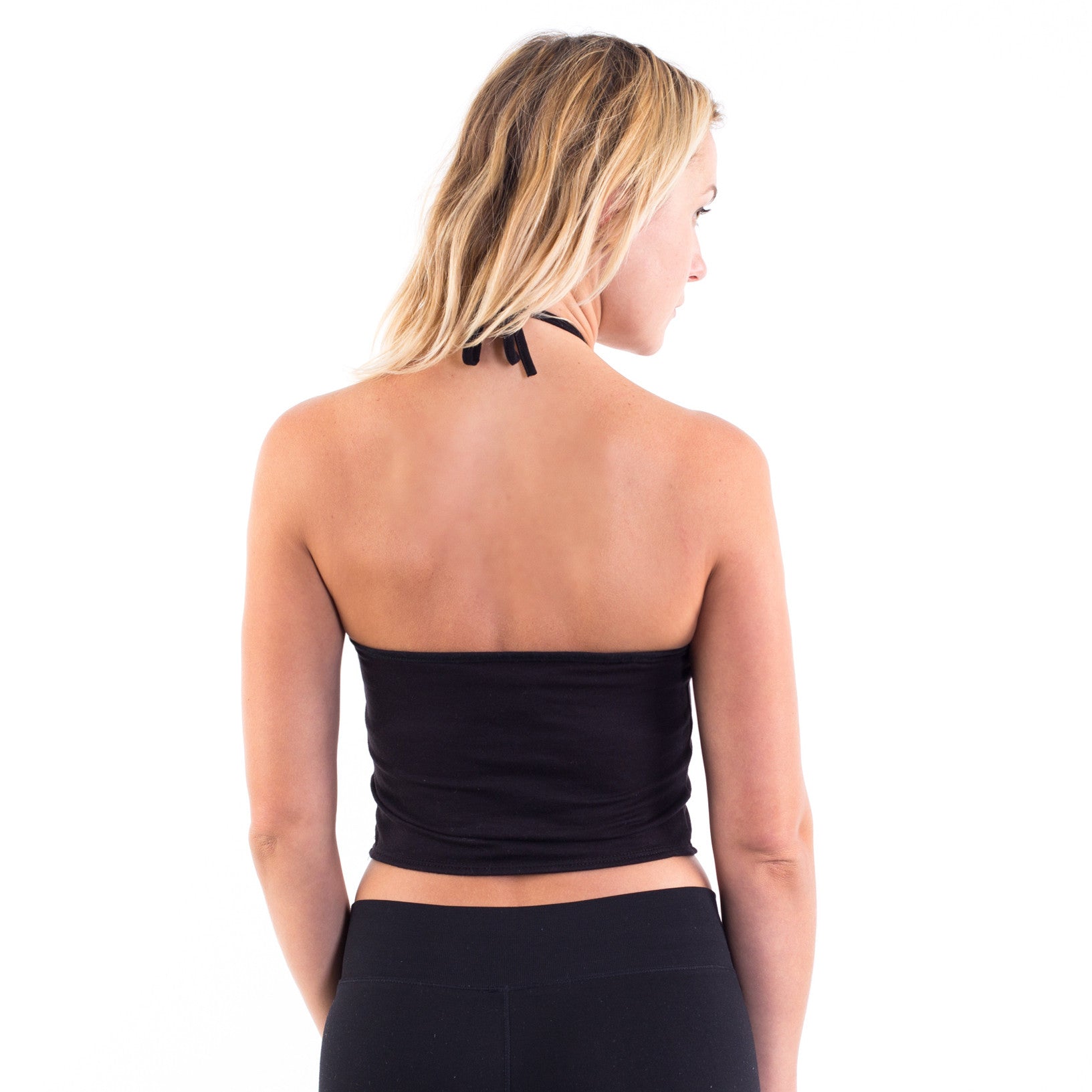 6026 - Women's Cropped Neck-Tie Halter Top-2