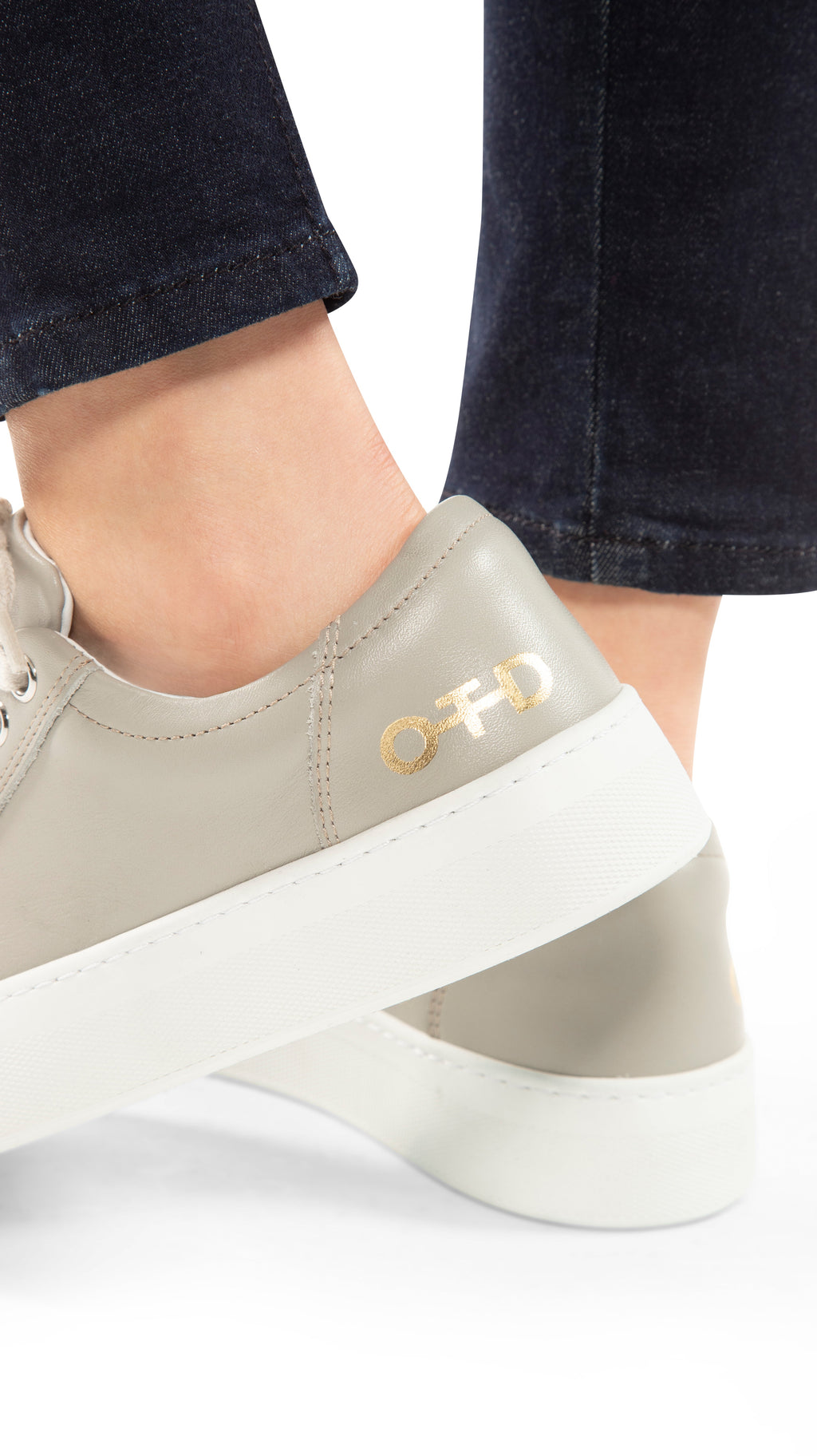 Leather Low-Top Sneaker (Light Grey)