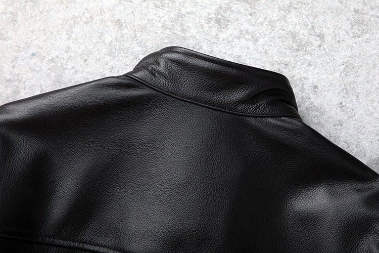 Theon Genuine Leather Jacket Men Black Motorcycle