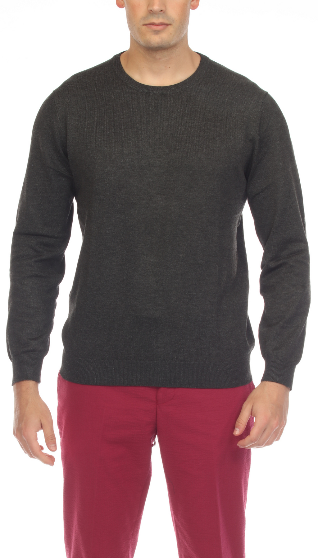 Sam Jacobi Men's Pullover Charcoal Knitted Sweater Crewneck Stylish Knitwear Long Sleeve Casual Slim Fit-0