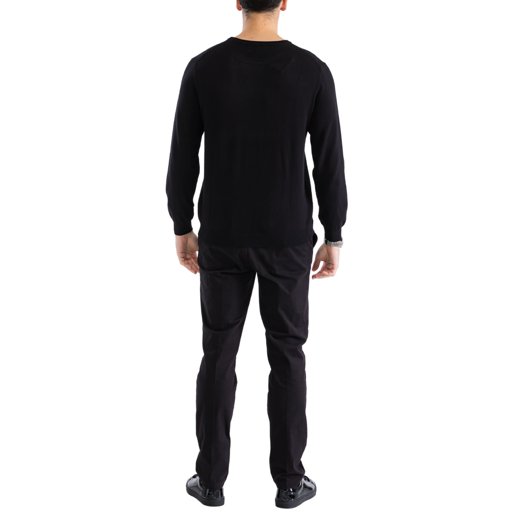 Sam Jacobi Men's Pullover Black Knitted Sweater Crewneck Stylish Knitwear Long Sleeve Casual Slim Fit-1