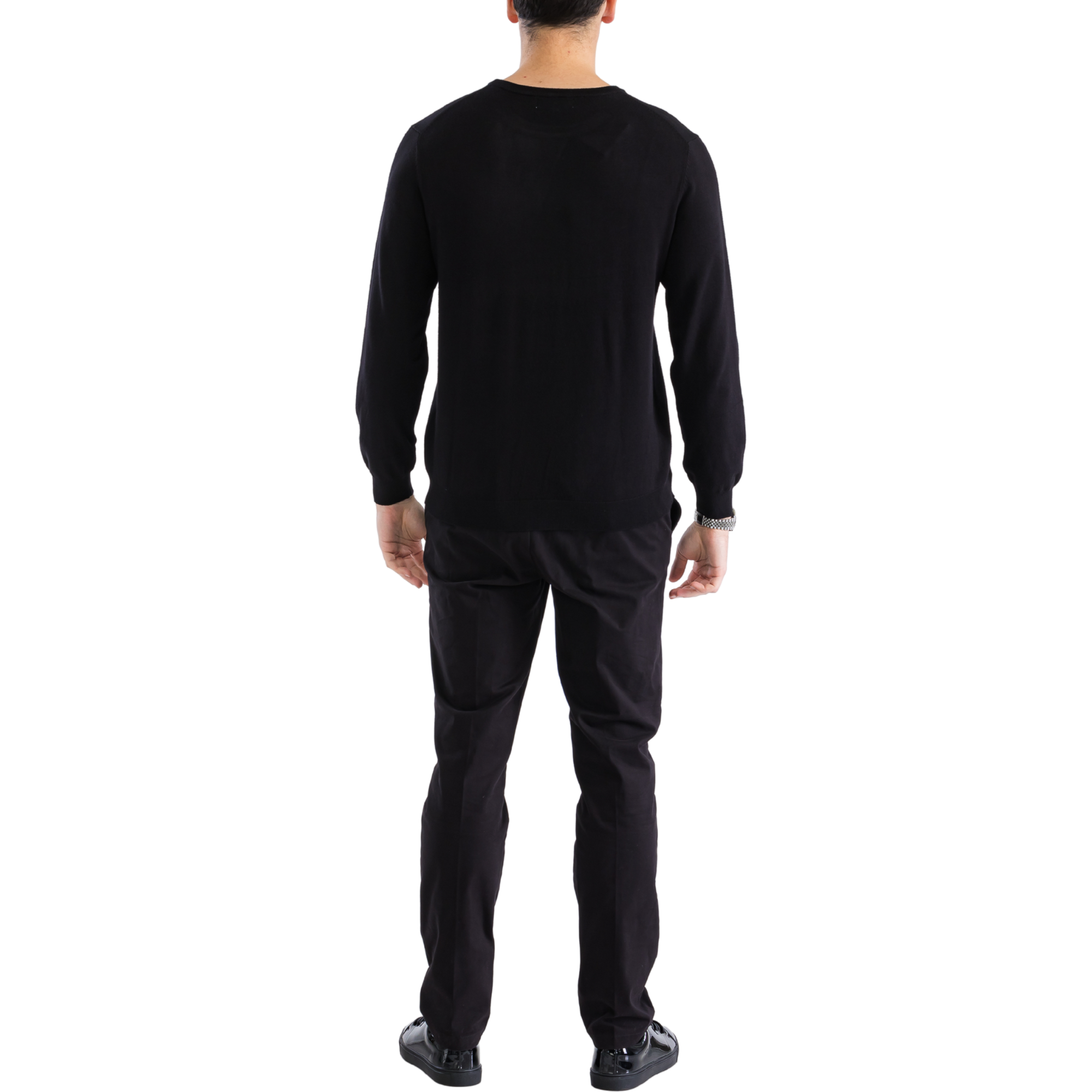 Sam Jacobi Men's Pullover Black Knitted Sweater Crewneck Stylish Knitwear Long Sleeve Casual Slim Fit-1