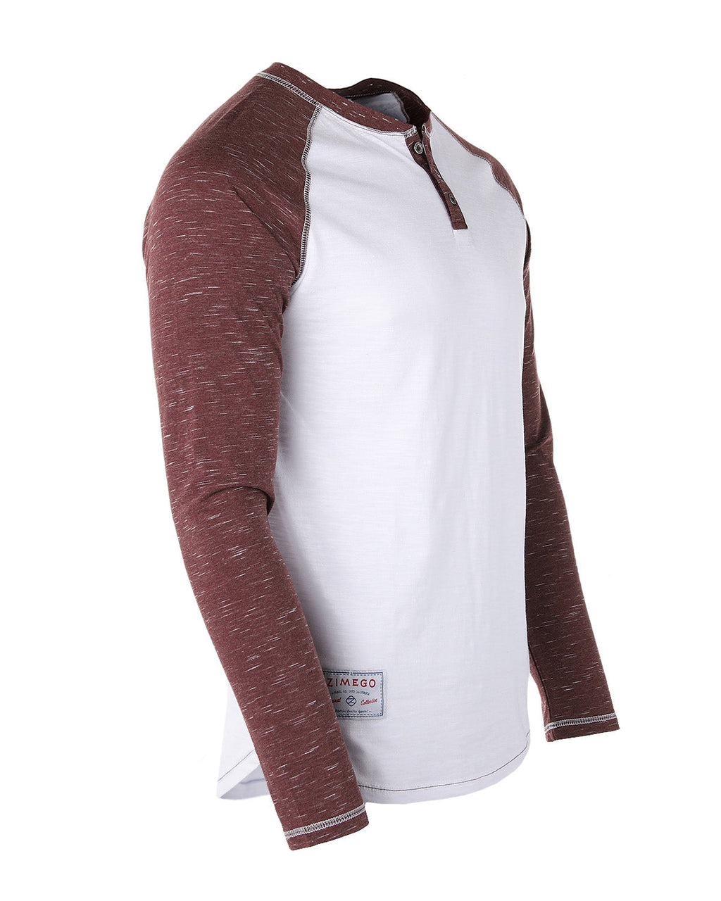 ZIMEGO Men's Long Sleeve Athletic Stripes Arm Contrast Raglan Henley - ZGLS555
