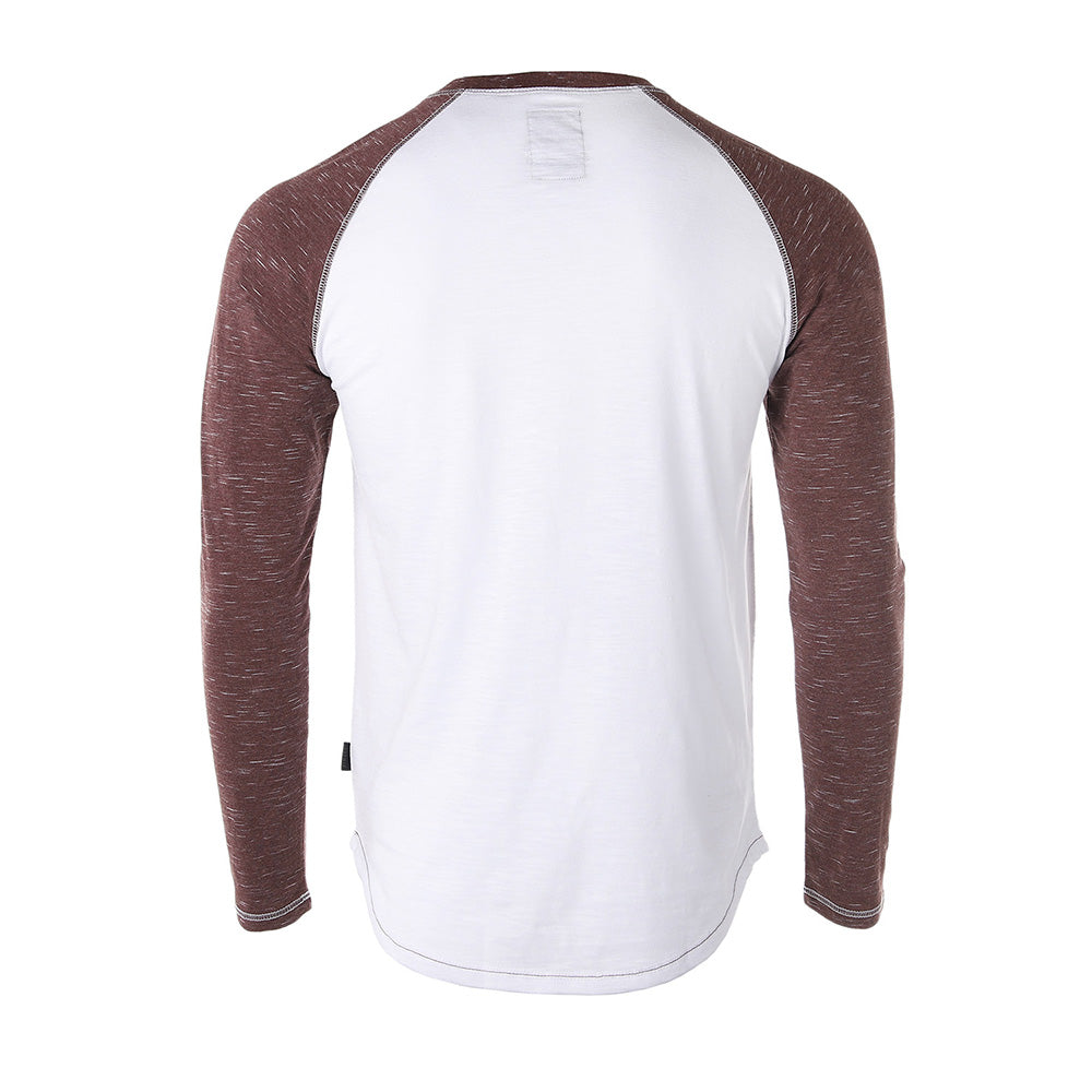 ZIMEGO Men's Long Sleeve Athletic Stripes Arm Contrast Raglan Henley - ZGLS555