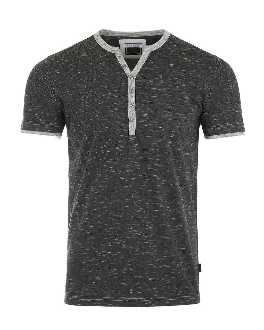 Short Sleeve Y Neck Henley Button T-Shirts-5