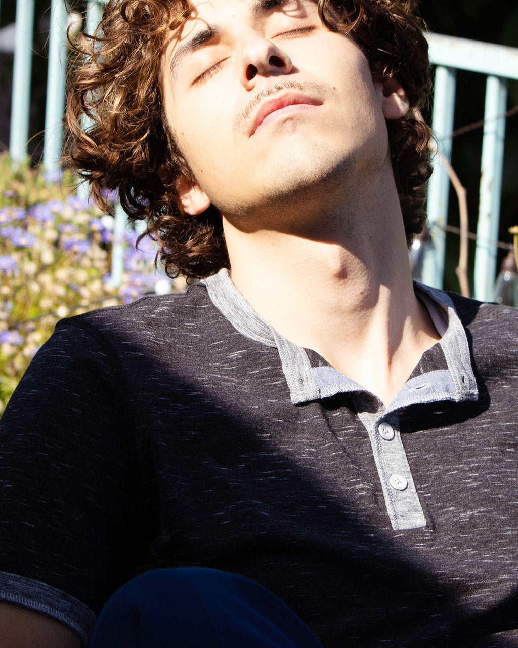 T-shirt Contrast Casual Ringer Henley-3