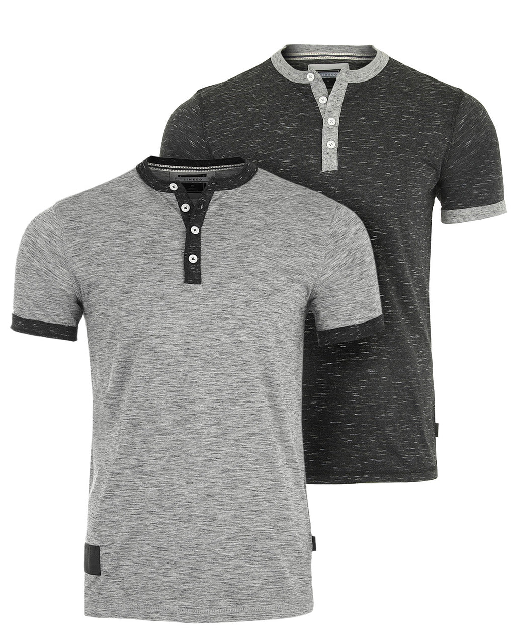 T-shirt Contrast Casual Ringer Henley-0