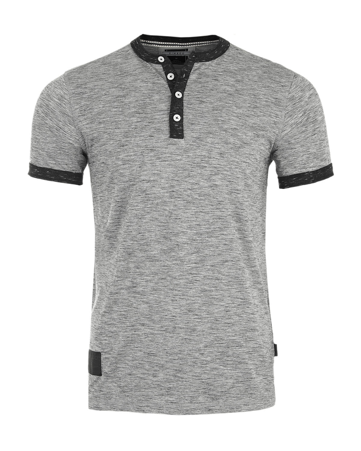T-shirt Contrast Casual Ringer Henley-2