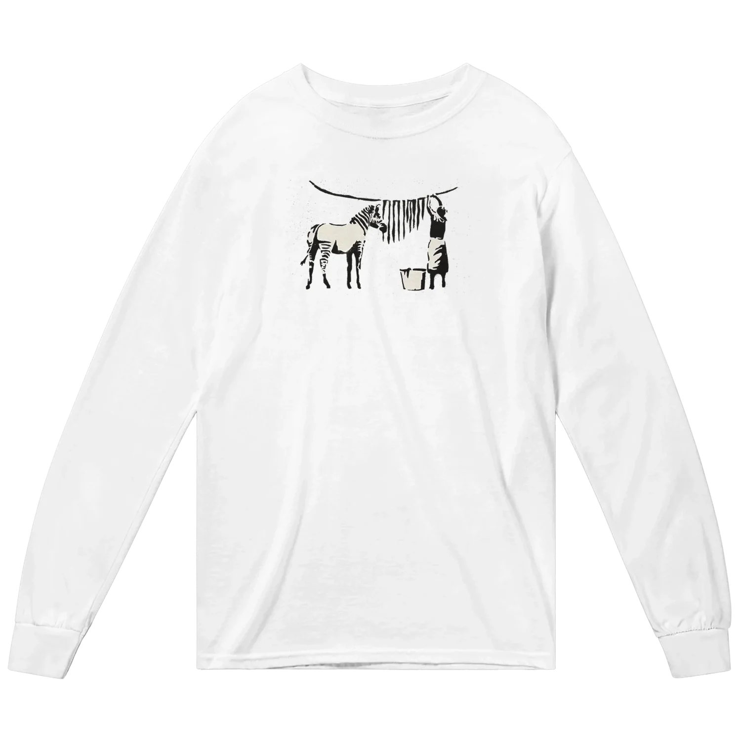 Banksy Zebra Stripes Artwork Long Sleeve Shirt-2