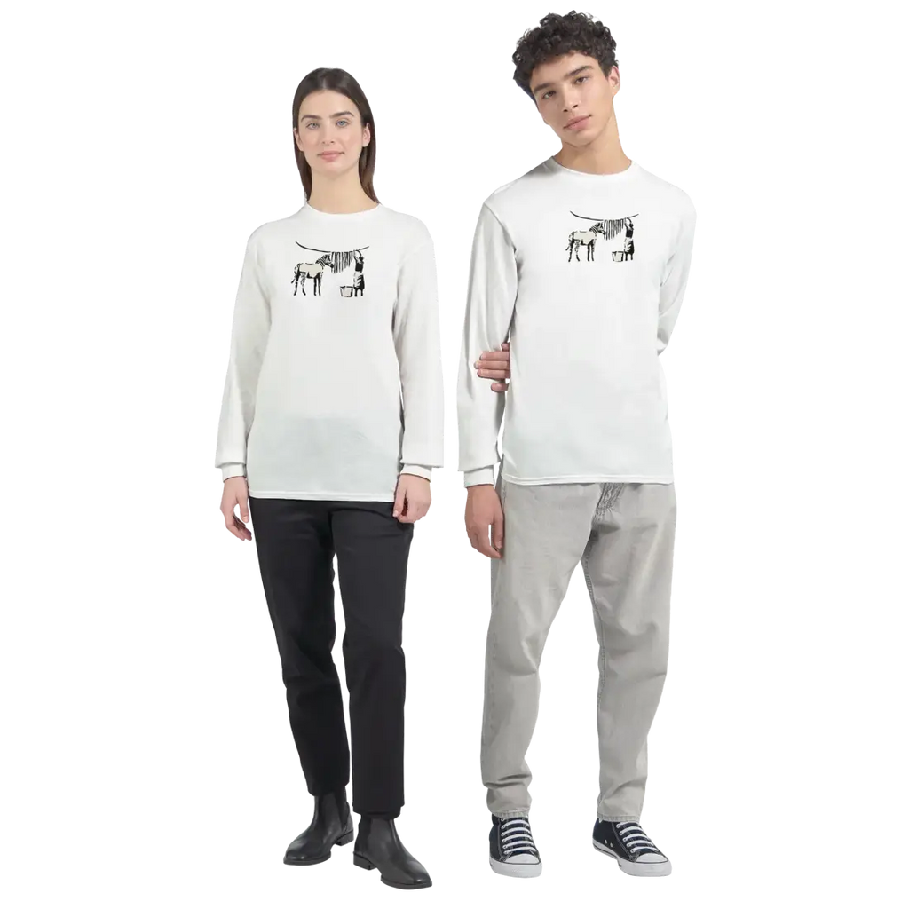 Banksy Zebra Stripes Artwork Long Sleeve Shirt-3