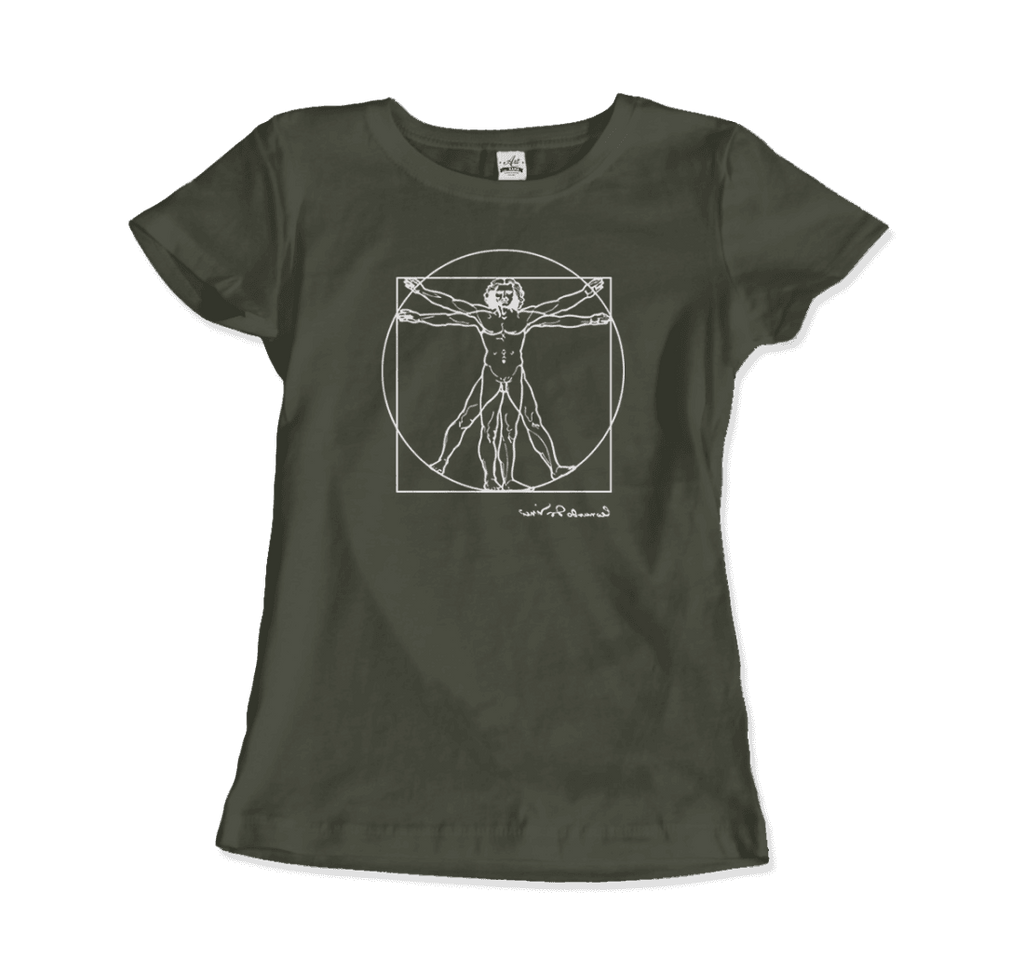 Leonardo Da Vinci, Vitruvian Man Sketch T-Shirt-2