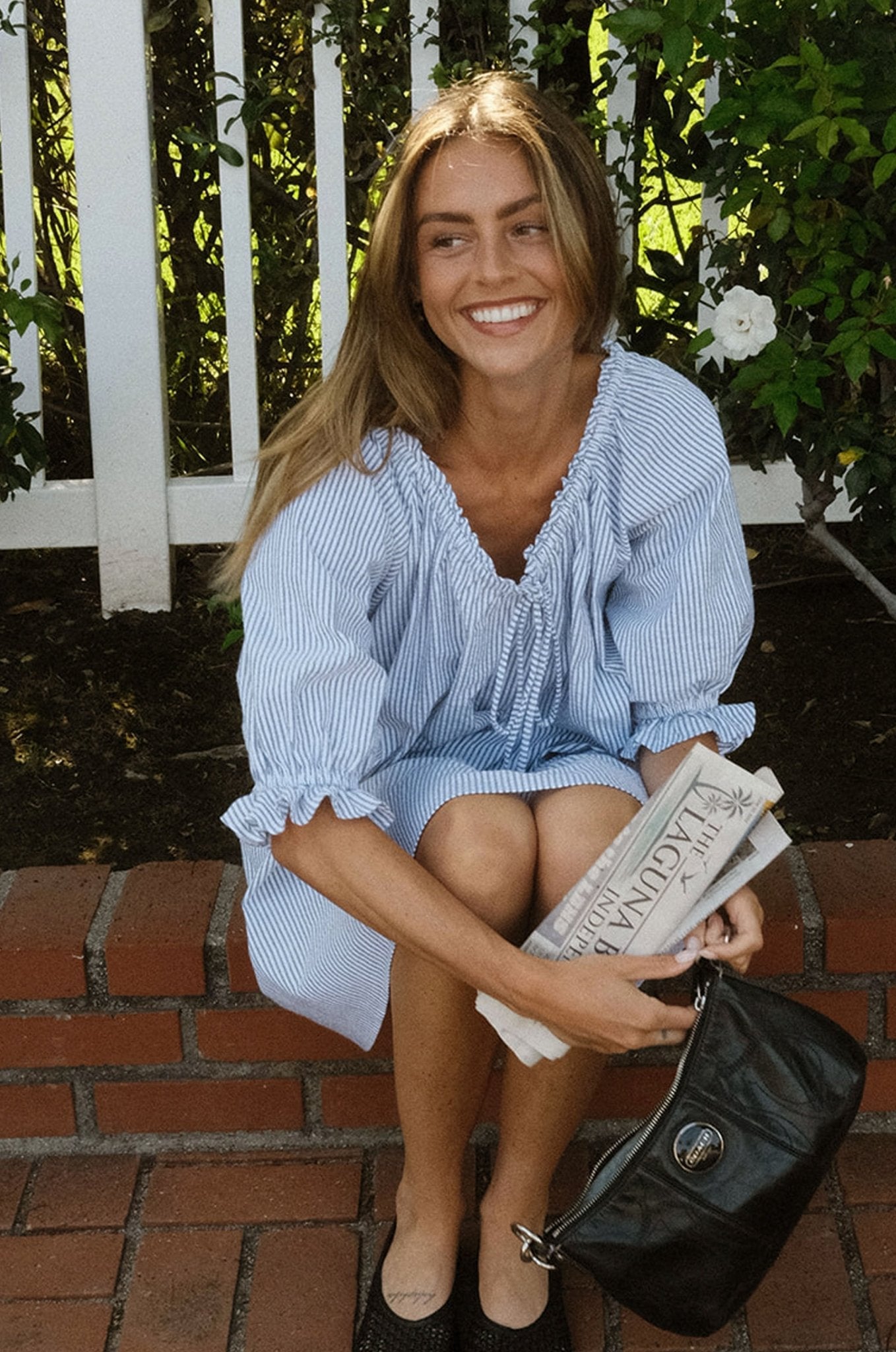 Portofino Dress - Blue and White Seer Sucker Dress