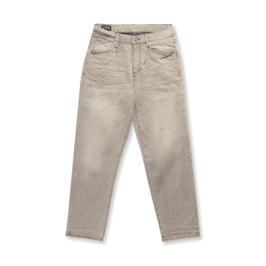Relaxed Cotton-Stretch Denim Jean With Tapered Leg (Light Grey)