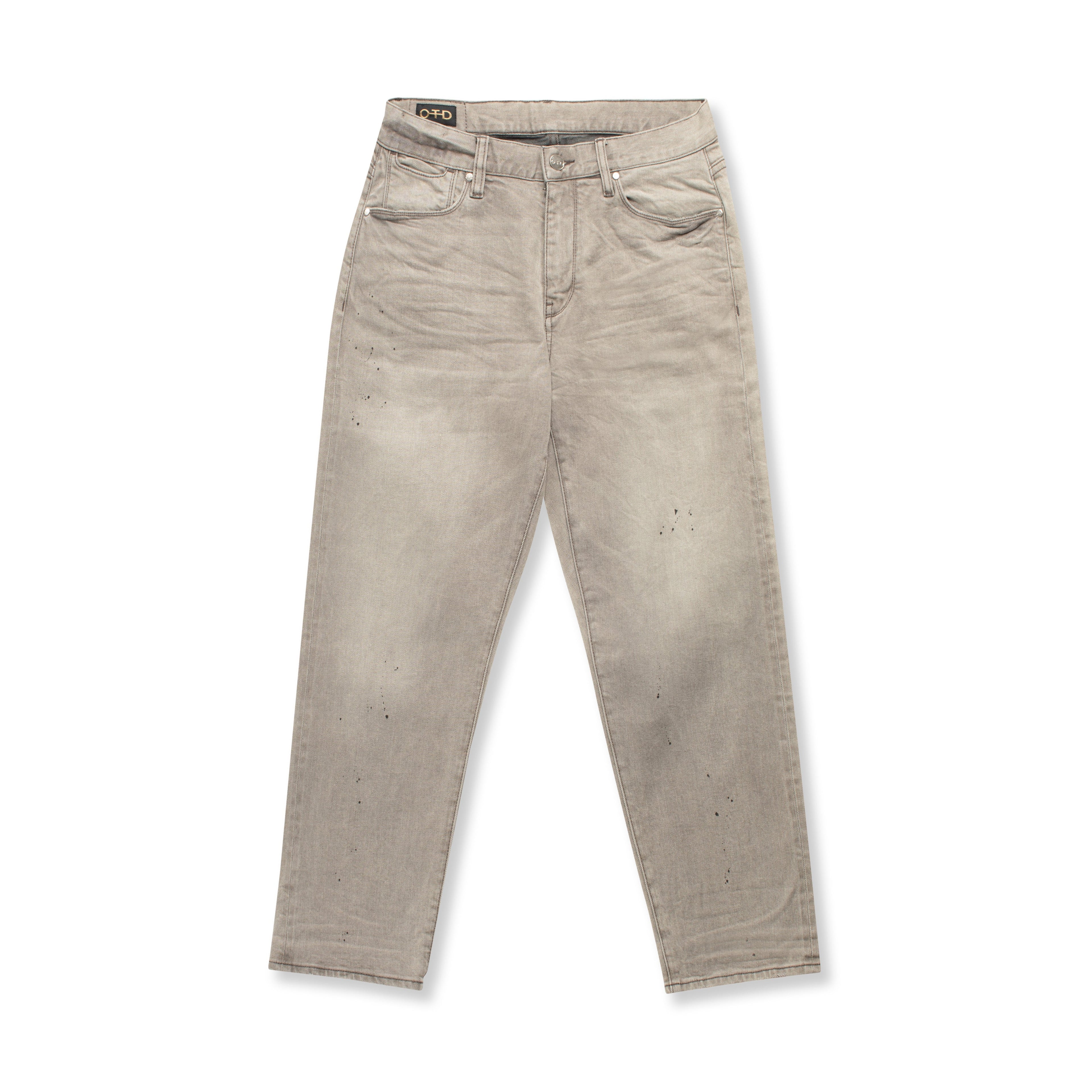 Relaxed Cotton-Stretch Denim Jean With Tapered Leg (Light Grey)