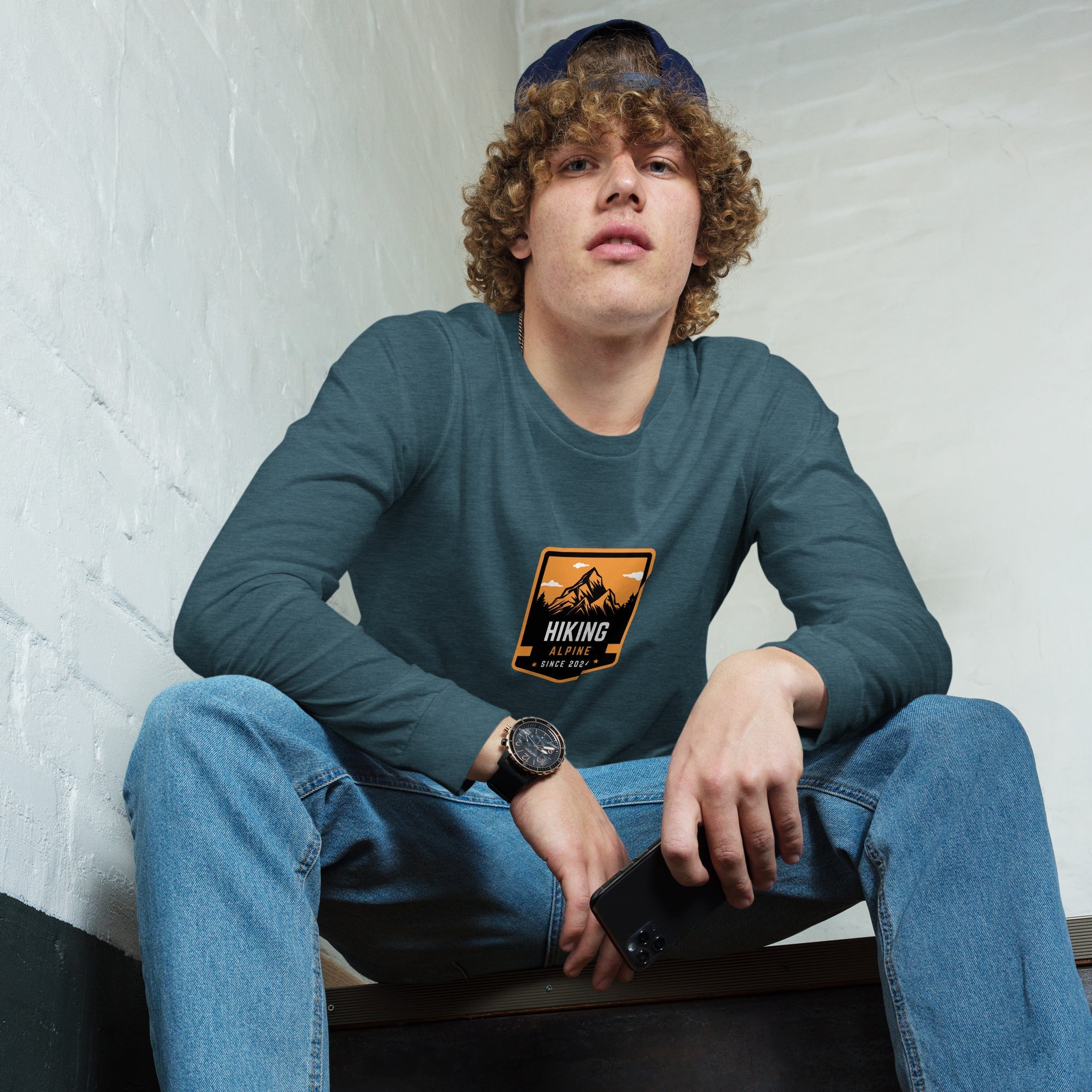 Hiking Alpine Lakes Unisex Long Sleeve Tee-2