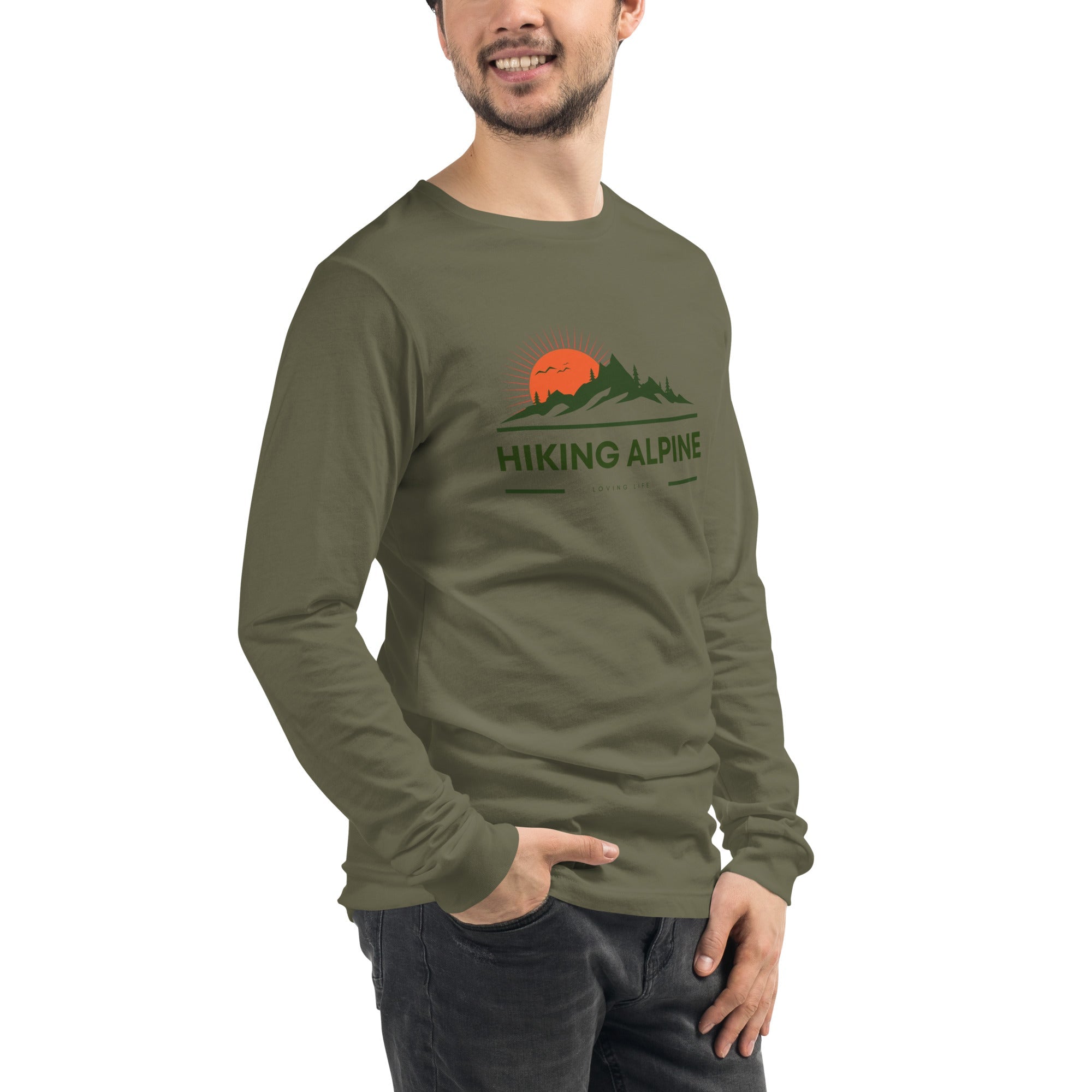Hiking Alpine Peak Unisex Long Sleeve Tee-0