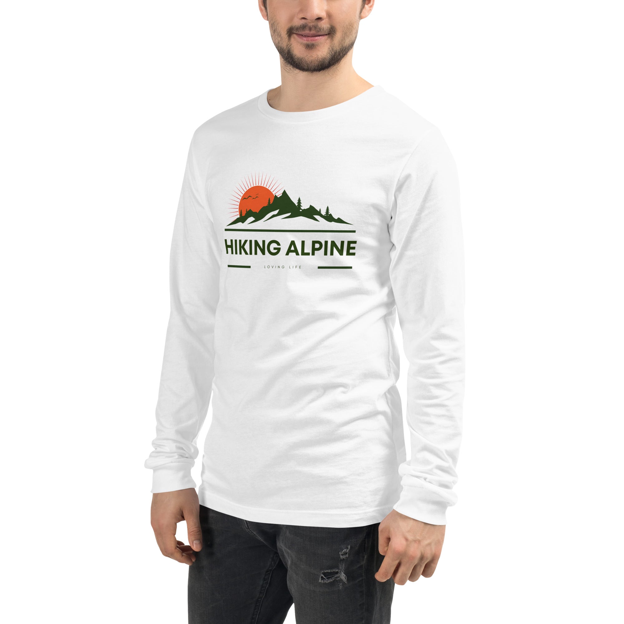 Hiking Alpine Peak Unisex Long Sleeve Tee-12