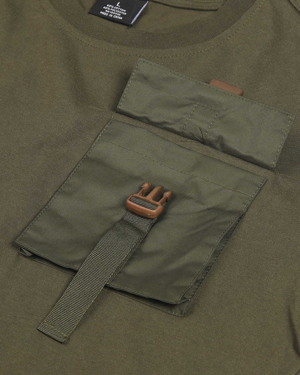 T-shirt Chest Pocket - Urban Hip Hop Streetwear Hipster -3